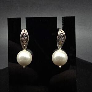 Robert Manse Sterling Silver Pearl Earrings with 18K Gold Accents